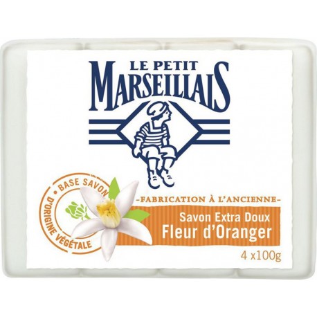 Le Petit Marseillais Savon Extra Doux Fleur d’Oranger par 4 Savons de 100g