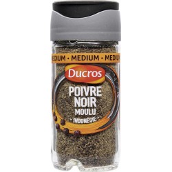 Ducros Poivre Noir Moulu Indonésie Médium avec Opercule Fraîcheur 40g