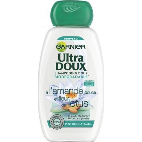 Garnier Ultra Doux Shampooing Doux Biodégradable à l’Amande Douce et Fleur de Lotus 250ml