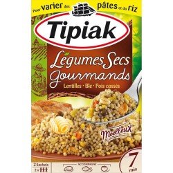 Tipiak Légumes Secs Gourmands Lentilles Blé Pois Cassés par 2 Sachets 330g