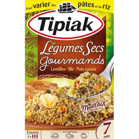 Tipiak Légumes Secs Gourmands Lentilles Blé Pois Cassés par 2 Sachets 330g