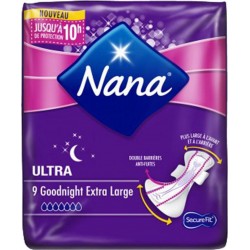 Nana Serviettes Hygiéniques Ultra Goodnight Extra Large x9