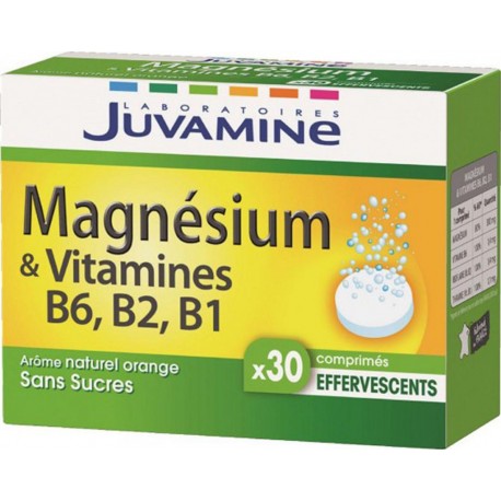 Juvamine Magnésium & Vitamines B6 B2 B1 Arôme Naturel Orange Sans Sucres
