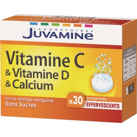 Juvamine Vitamine C & Vitamine D & Calcium Arôme Orange Sanguine Sans Sucres