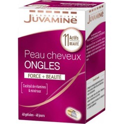 Juvamine Peau Cheveux Ongles Force + Beauté Cocktail de Vitamines & Minéraux 11 Actifs Naturels