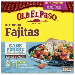 Old El Paso Kit pour Fajitas Sans Piment Plein de Saveurs Extra Doux 478g