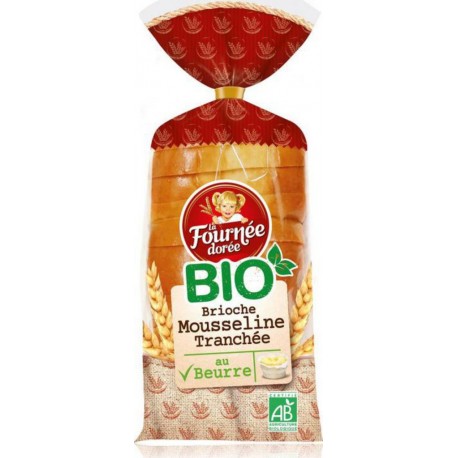 La Fournée Dorée Bio Brioche Mousseline Tranchée au Beurre 400g