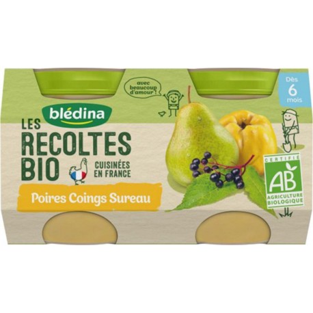 Blédina Les Récoltes Bio Poires Coings Sureau