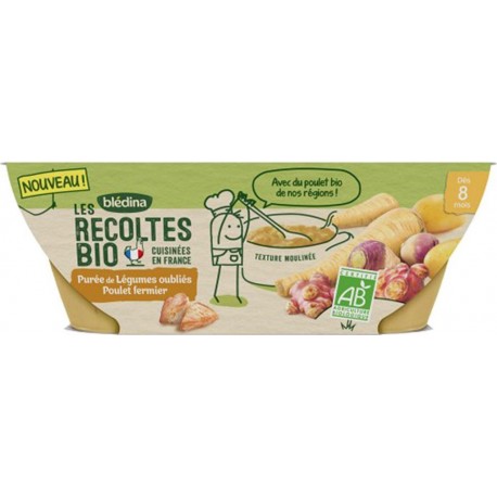 Blédina Les Récoltes Bio Purée de Légumes Oubliés Poulet Fermier