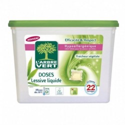 L’Arbre Vert Hypoallergénique Doses Lessive Liquide Fraîcheur Végétale (lot de 2 soit 24 doses)