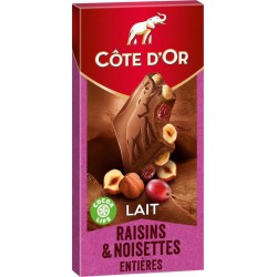 Côte d'Or Côte d’Or Lait Raisins & Noisettes Entières 180g