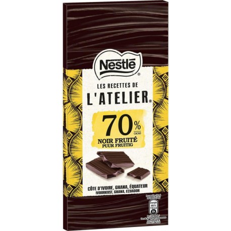 Nestlé Les Recettes de l’Atelier 70% Noir Fruité Côte d’Ivoire Ghana Équateur 100g