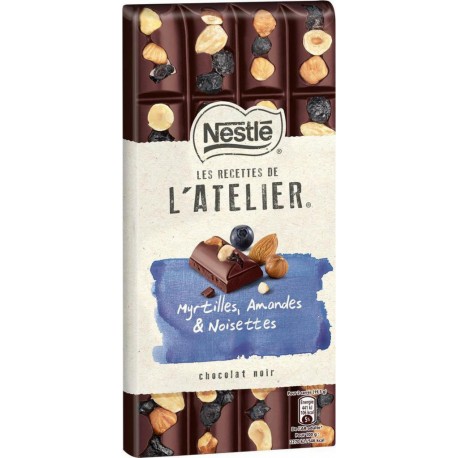 Nestlé Les Recettes de l’Atelier Myrtilles Amandes & Noisettes Chocolat Noir 195g