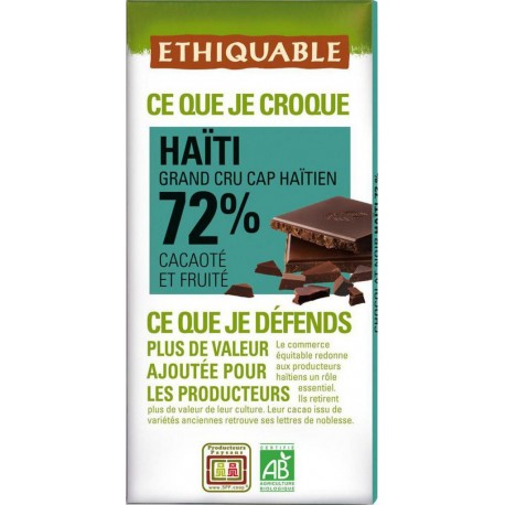 Ethiquable Haïti Grand Cru Cap Haïtien Cacaoté et Fruité 100g