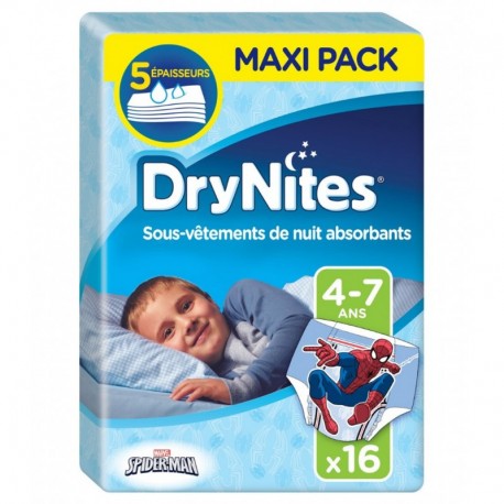 Huggies DryNites Sous-Vêtements de Nuit Absorbants (garçon 4-7ans) x16 (lot de 2 soit 32 sous-vêtements)
