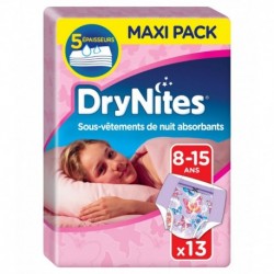 Huggies DryNites Sous-Vêtements de Nuit Absorbants (fille 8-15ans) x13 (lot de 2 soit 26 sous-vêtements)