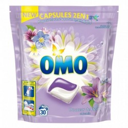 Omo Capsules 2 en 1 Propreté Éclatante & Parfum Longue Durée Douceur de Fleurs et Jasmin x30 (lot de 2 soit 60 capsules)