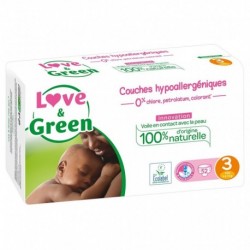 Love & Green Couches Hypoallergéniques Innovation Taille 3 (4 à 9Kg) x52 (lot de 2 soit 104 couches)
