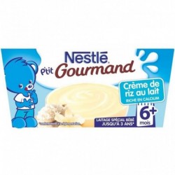 Nestlé P’tit Gourmand Crème de Riz au Lait Riche en Calcium (+6 mois) par 4 pots de 100g (lot de 8 soit 32 pots)