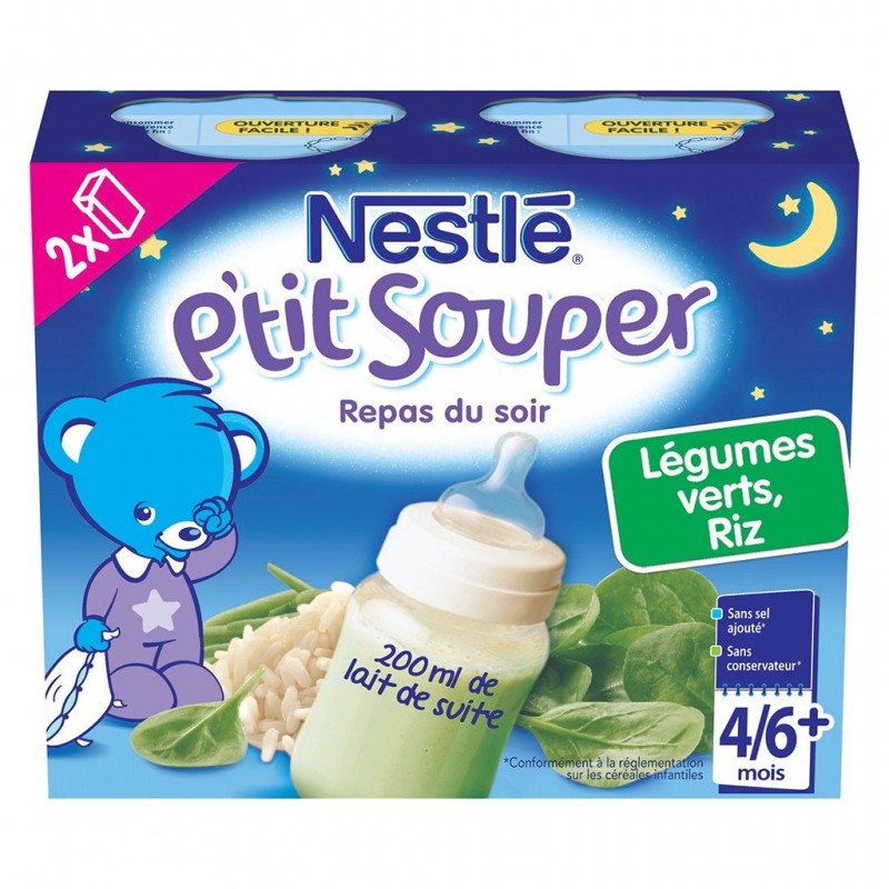 Nestlé P'tit Souper Plat du Soir Tomates Pâtes Courgettes (+6 mois) par 2  pots de 200g (lot de 6 soit 12 pots) 