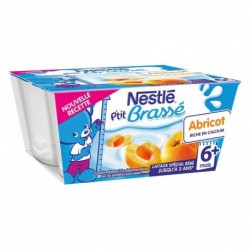Nestlé P’tit Brassé Abricot Riche en Calcium (+6 mois) par 4 pots de 100g (lot de 8 soit 32 pots)