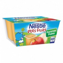 Nestlé P’tit Fruits Pommes Poires (+4-6 mois) par 4 pots de 100g (lot de 8 soit 32 pots)