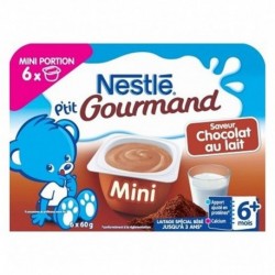 Nestlé P’tit Gourmand Mini Saveur Chocolat au Lait (+ 6 mois) par 6 pots de 60g (lot de 8 soit 48 pots)