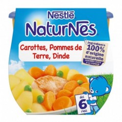 Nestlé Naturnes Carottes Pommes de Terre Dinde (dès 6 mois) par 2 pots de 200g (lot de 6 soit 12 pots)