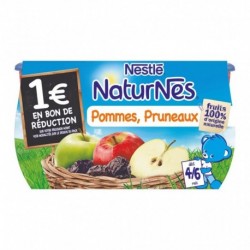 Nestlé Naturnes Pommes Pruneaux (dès 4-6 mois) par 4 pots de 130g (lot de 6 soit 24 pots)