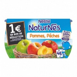 Nestlé Naturnes Pommes Pêches (dès 4-6 mois) par 4 pots de 130g (lot de 6 soit 24 pots)