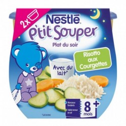 Nestlé P’tit Souper Plat du Soir Risotto aux Courgettes (+8 mois) par 2 pots de 200g (lot de 6 soit 12 pots)