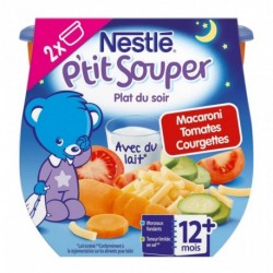 Nestlé P’tit Souper Plat du Soir Macaroni Tomates Courgettes (+12 mois) par 2 pots de 200g (lot de 6 soit 12 pots)