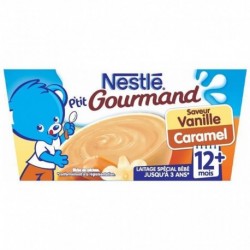 Nestlé P’tit Gourmand Mini Saveur Vanille Caramel (+12 mois) par 4 pots de 100g (lot de 8 soit 32 pots)