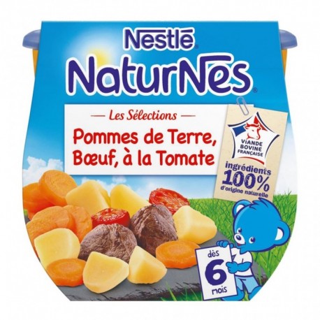 Nestlé Naturnes Les Sélections Pommes de Terre Boeuf à la Tomate (dès 6 mois) par 2 pots de 200g (lot de 6 soit 12 pots)
