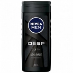 Nivea Men Gel Douche Deep Clean Corps Visage & Cheveux Poudre d’Argile 250ml (lot de 6)