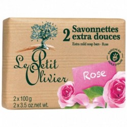 Le Petit Olivier Savonnettes Extra Douces (par 2x100g) Parfum Rose (lot de 6 soit 12 savonnettes)