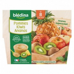 Blédina Pommes Kiwis Ananas (de 8 mois à 36 mois) par 4 pots de 100g (lot de 6 soit 24 pots)