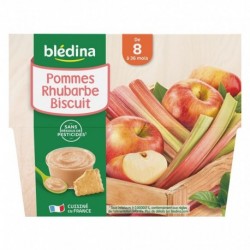 Blédina Pommes Rhubarbe Biscuit (de 8 mois à 36 mois) par 4 pots de 100g (lot de 6 soit 24 pots)