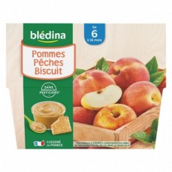 Blédina Pommes Pêches Biscuit (de 6 mois à 36 mois) par 4 pots de 100g (lot de 6 soit 24 pots)