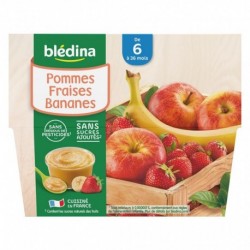 Blédina Pommes Fraises Bananes (de 6 mois à 36 mois) par 4 pots de 100g (lot de 6 soit 24 pots)