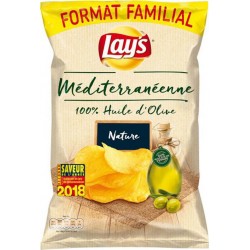 Lay's Chips Méditerranéenne 100% Huile d’Olive Nature Format Familial 220g (lot de 6)