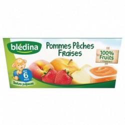 Blédina Pommes Pêches Fraises (dès 6 mois) par 4 pots de 100g (lot de 6 soit 24 pots)