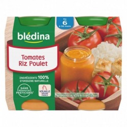 Blédina Tomates Riz Poulet (de 6 à 36 mois) par 2 pots de 200g (lot de 8 soit 16 pots)