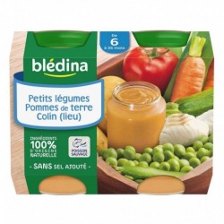 Blédina Petits Légumes Pommes de Terre Colin (de 6 à 36 mois) par 2 pots de 200g (lot de 8 soit 16 pots)