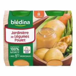 Blédina Petits Jardinière de Légumes Poulet (de 8 à 36 mois) par 2 pots de 200g (lot de 8 soit 16 pots)