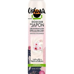 Ushuaïa Douceur du Japon Déodorant Soin Efficacité 24h Lait de Riz & Fleur de Sakura 200ml (lot de 4)