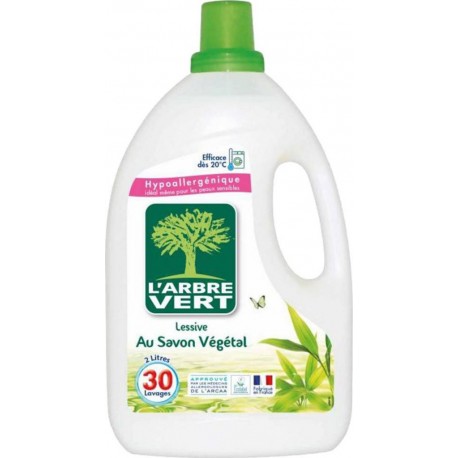 L’Arbre Vert Hypoallergénique Lessive au Savon Végétal 2L (lot de 2)