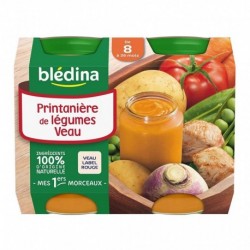 Blédina Printanière de Légumes Veau (de 8 à 36 mois) par 2 pots de 200g (lot de 8 soit 16 pots)