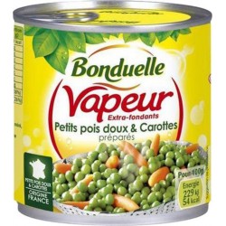 Bonduelle Vapeur Extra Fondants Petits Pois Doux & Carottes Préparés 530g (lot de 10)
