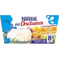 Nestlé P’tit Onctueux au Fromage Blanc Fruits Exotiques (+8 mois) par 4 pots de 100g (lot de 8 soit 32 pots)